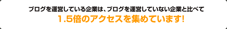 ブログを運営している企業は、ブログを運営していない企業と比べて 1.5倍のアクセスを集めています!